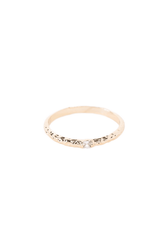 Gold Structured Band Faux Diamond Ring