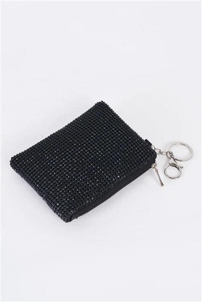 Andromeda Black Rhinestone Detachable Keychain Hook Mini Wallet Bag 1