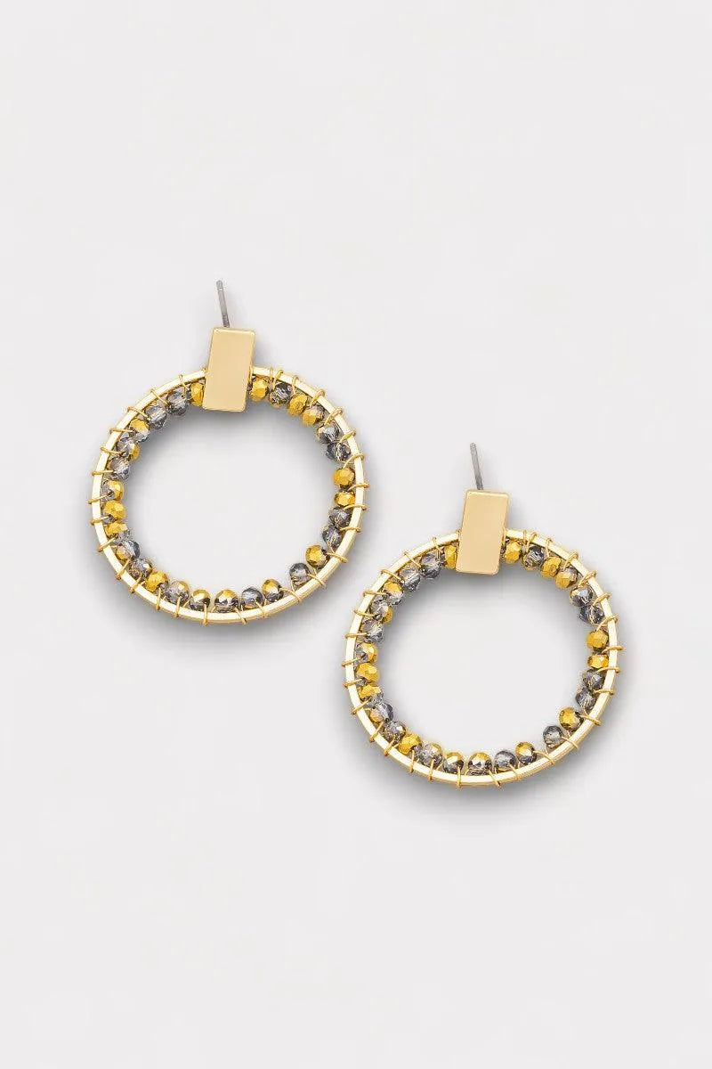 Circle Glass Inner Bead Push Back Closure Earrings - Tasha Apparel Wholesale