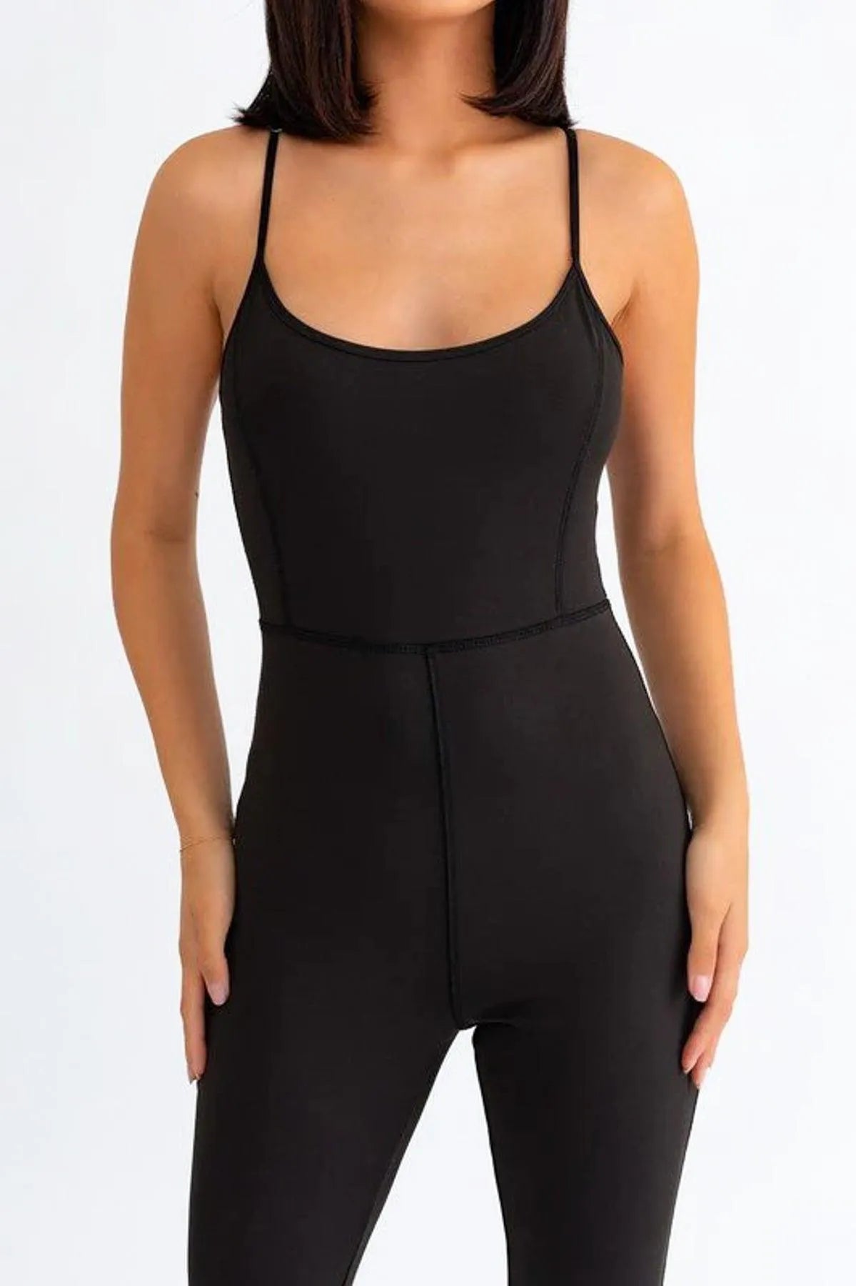 Black Adjustable Strap Bodycone Jumpsuit - Tasha Apparel Wholesale