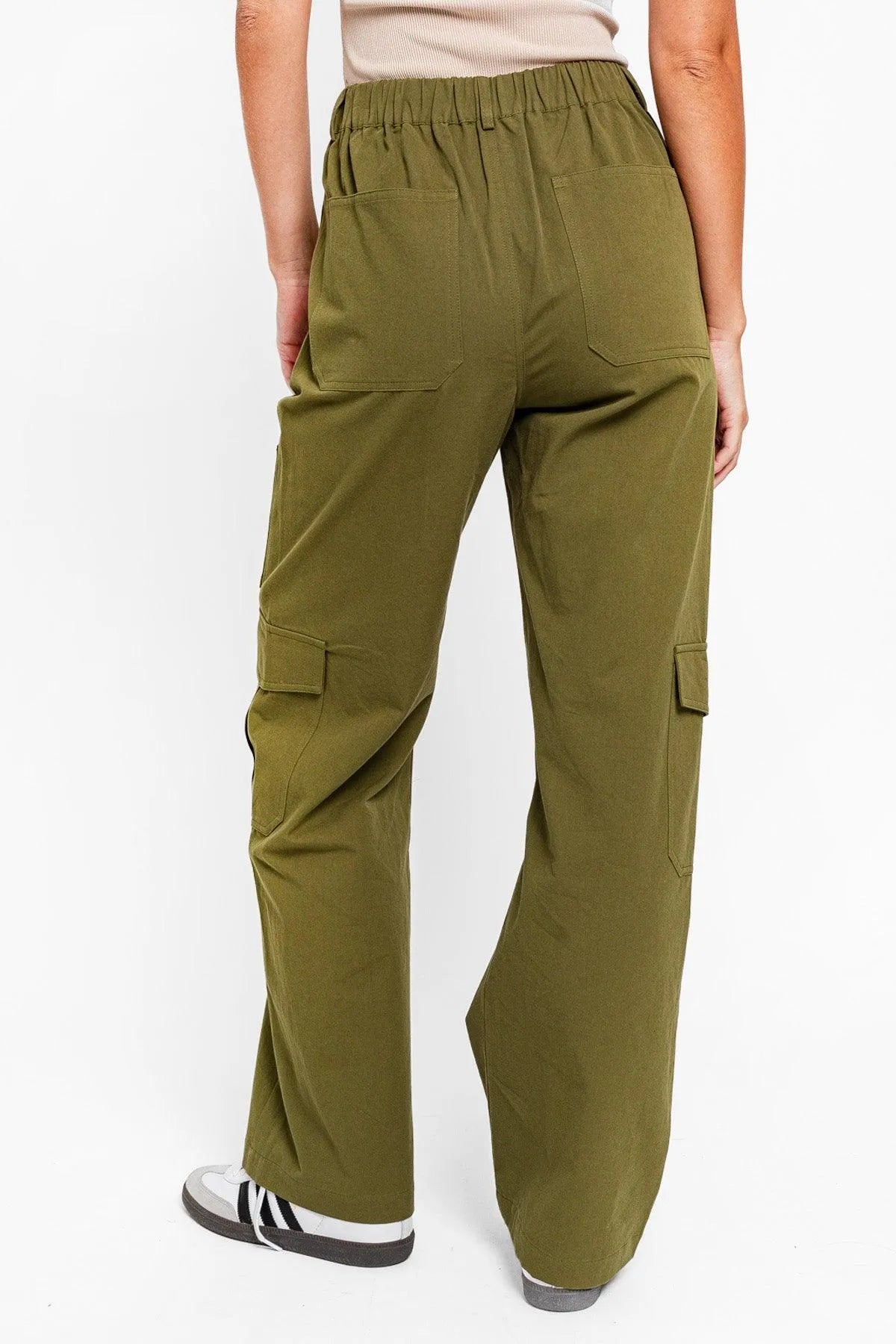 High Waisted Wide Leg Pockets Cargo Pants - Tasha Apparel Wholesale