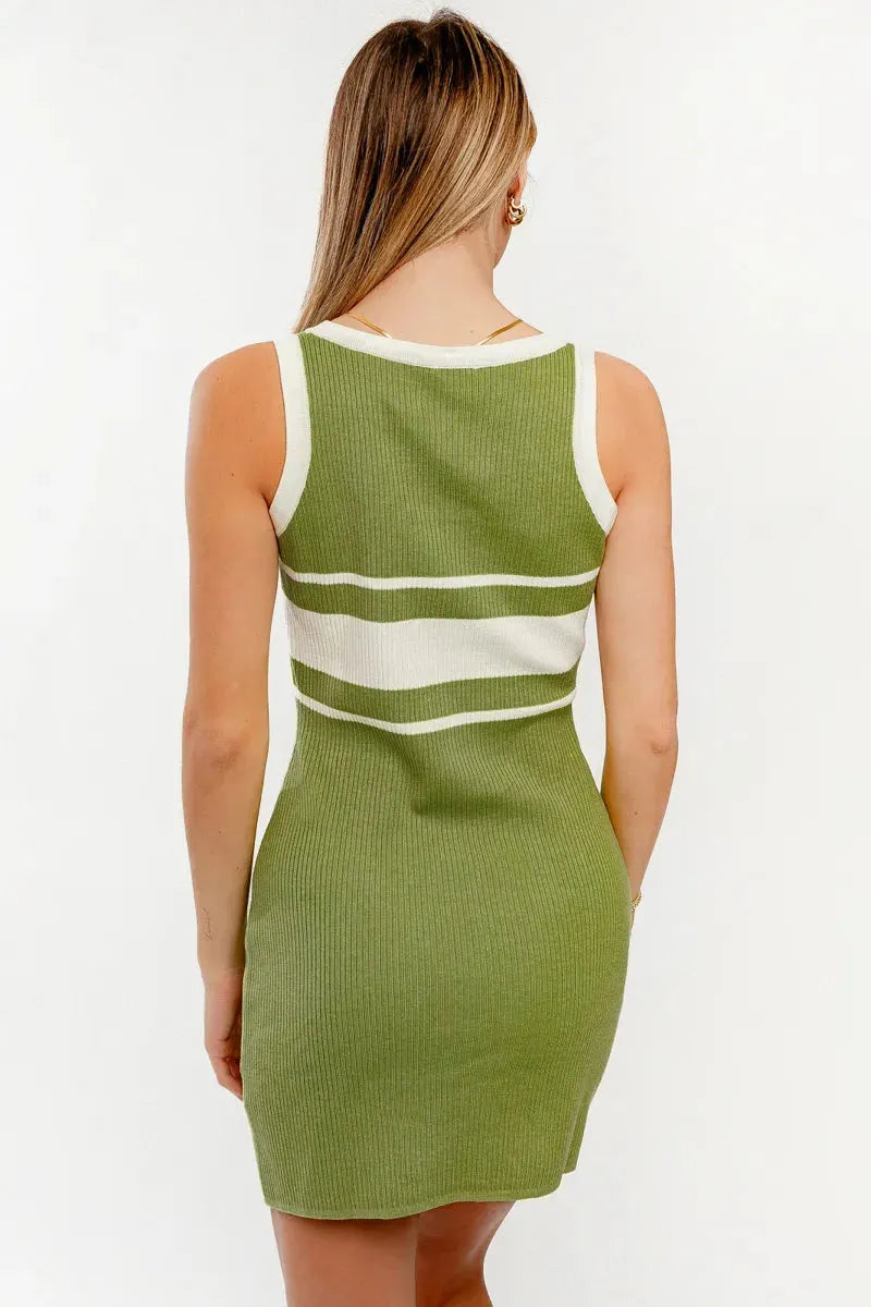 Sleeveless Scoop Neck Ribbed Mini Sweater Dress - Tasha Apparel Wholesale