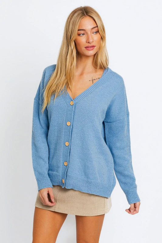 Long Sleeve V-Neck Oversized Sweater Cardigan - Tasha Apparel Wholesale