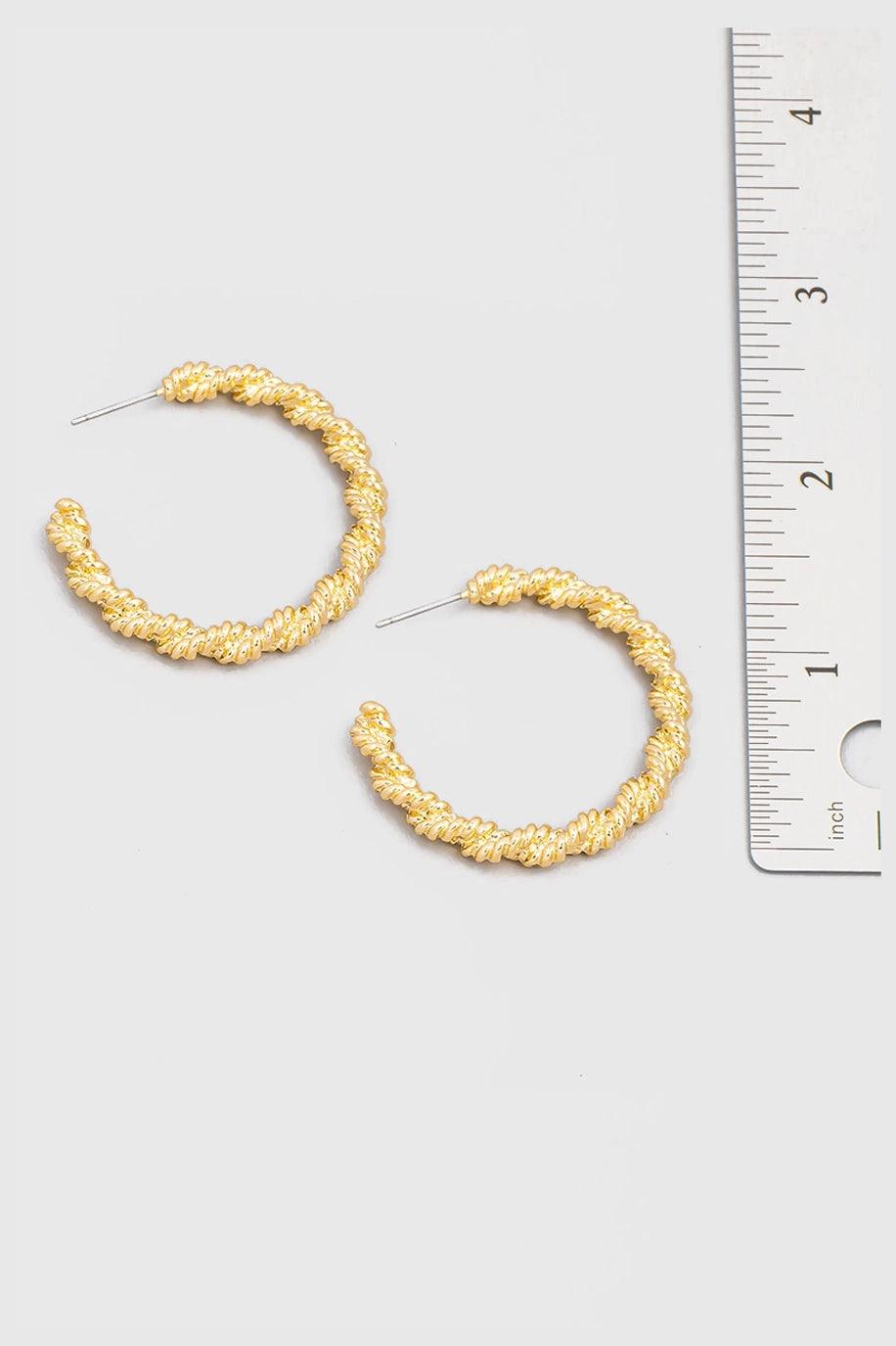 Mini Metallic Rope Hoop Twist Earrings - Tasha Apparel Wholesale