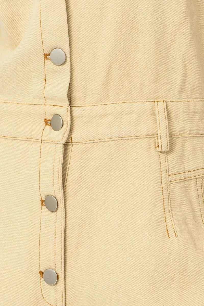 Button Up Short sleeve Utility Denim Jumpsuit - Tasha Apparel Wholesale