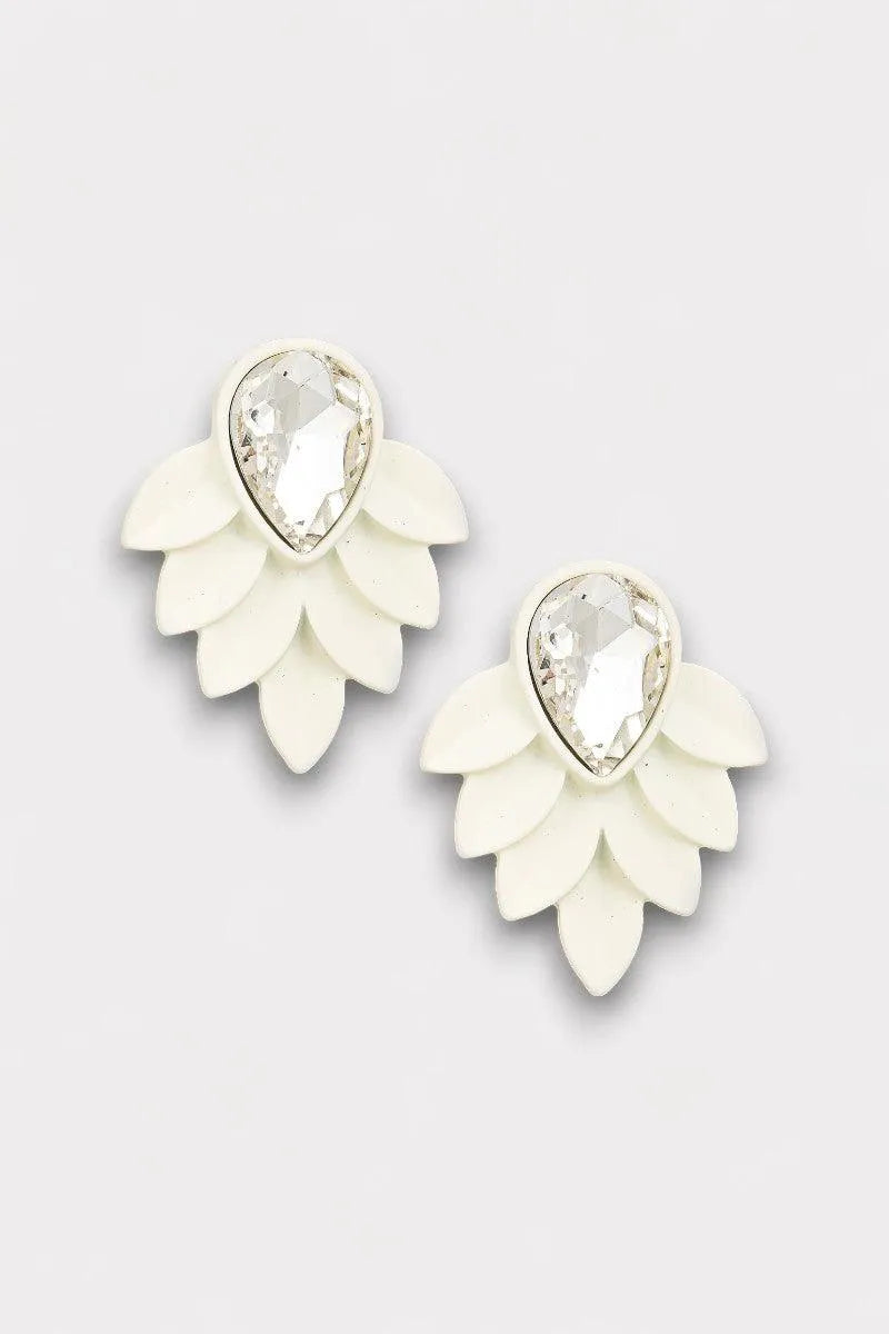 Retro Crystal Teardrop Leaf Earrings - Tasha Apparel Wholesale