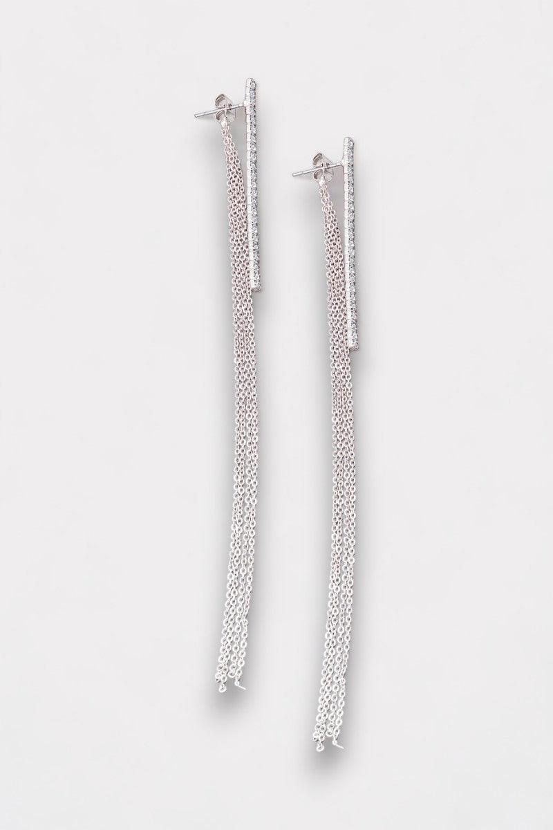 Dainty Chain Fringe Liner Drop Earrings - Tasha Apparel Wholesale