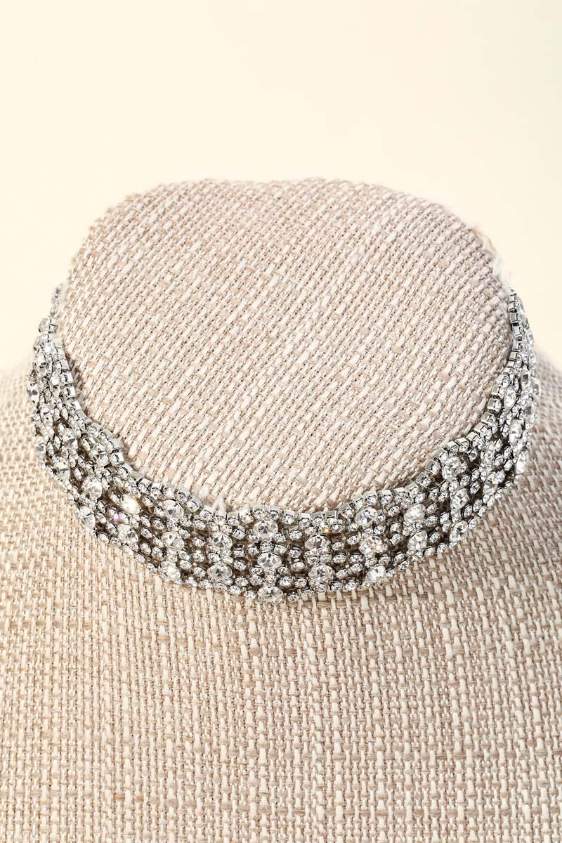Vintage Rhinestone Chain choker Necklace - Tasha Apparel Wholesale
