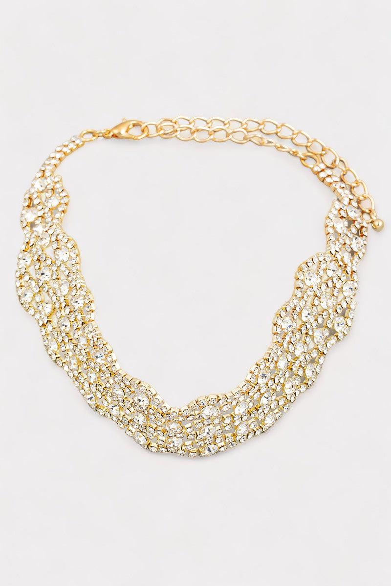 Vintage Rhinestone Chain choker Necklace - Tasha Apparel Wholesale