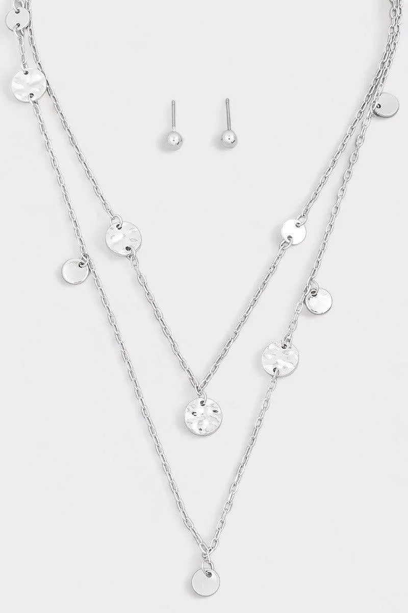 Layered Chain Coin Station Necklace Ball Jewelry Sets - Tasha Apparel Wholesale