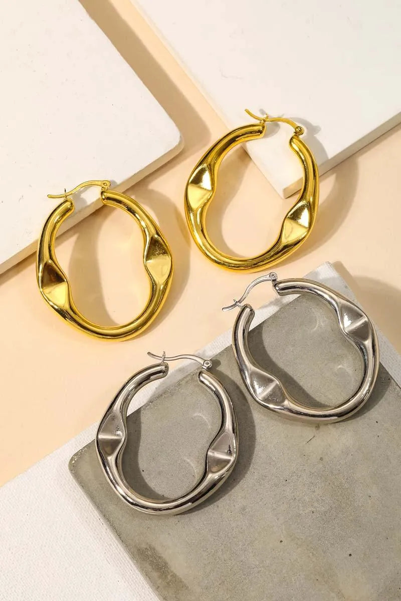 Circle Cutout Latch Hoop Elegant Earrings - Tasha Apparel Wholesale