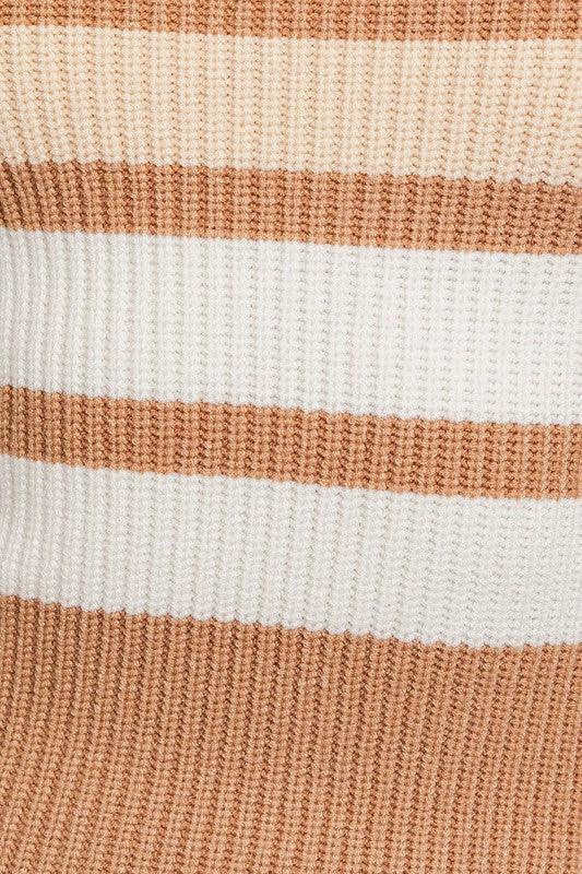 Long Sleeve Square Neck-Line Stripe Knit Dress - Tasha Apparel Wholesale