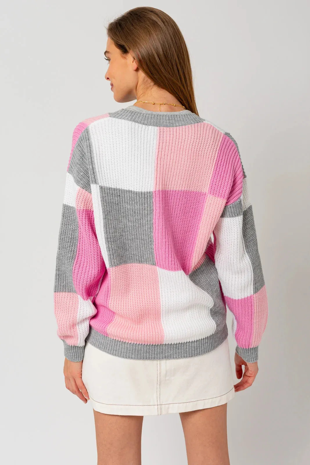 Color Block V-Neck Sweater Cardigan - Tasha Apparel Wholesale