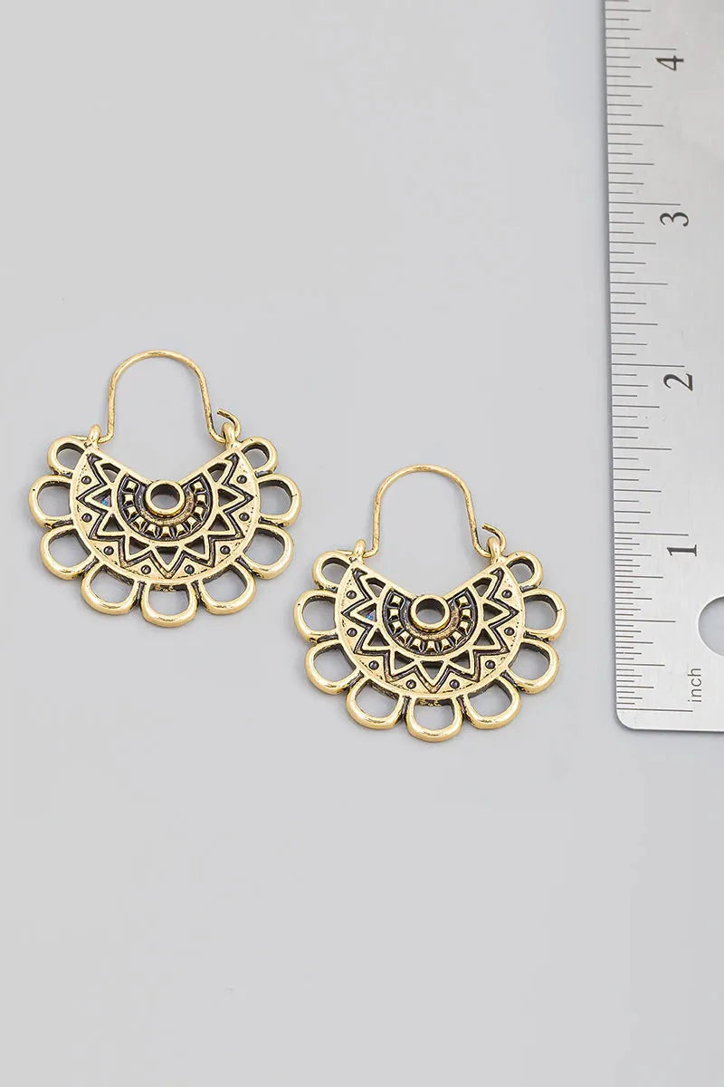 Ethnic Flower Disc Drop Earrings - Tasha Apparel Wholesale