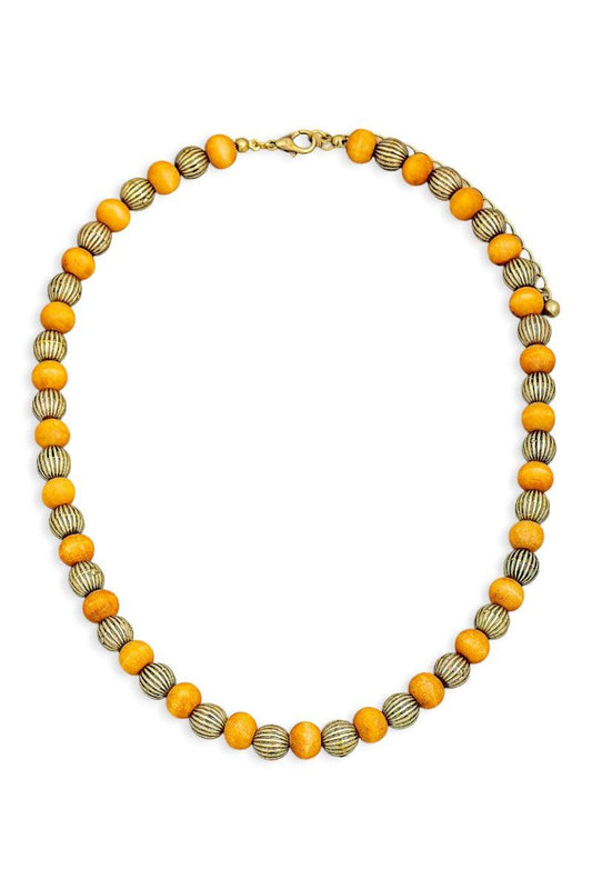 Two Tone Vintage Ball Beaded Necklace - Tasha Apparel Wholesale