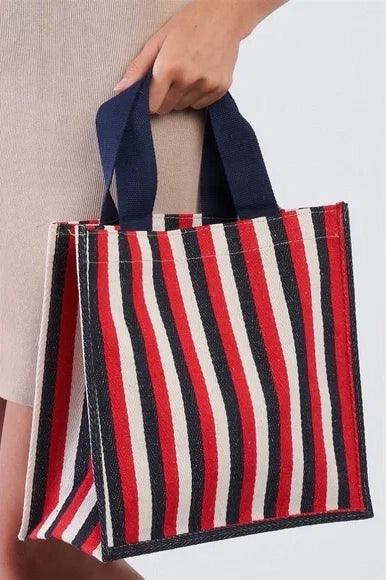 Red White Blue Striped Structured Fashionable Tote Bag 1