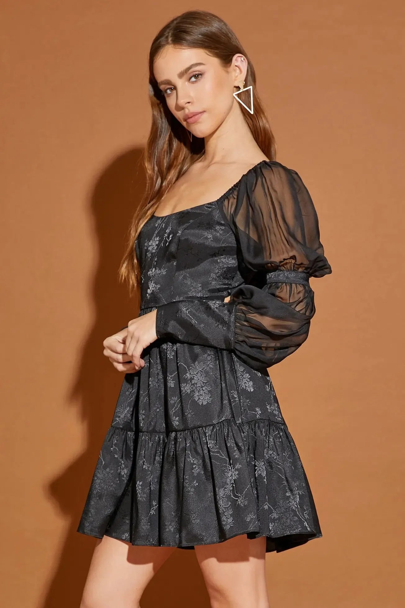Romantic Floral Puff Sleeve Back Ribbon Tiered Dress Romantic Floral Puff Sleeve Back Ribbon Tiered Dress