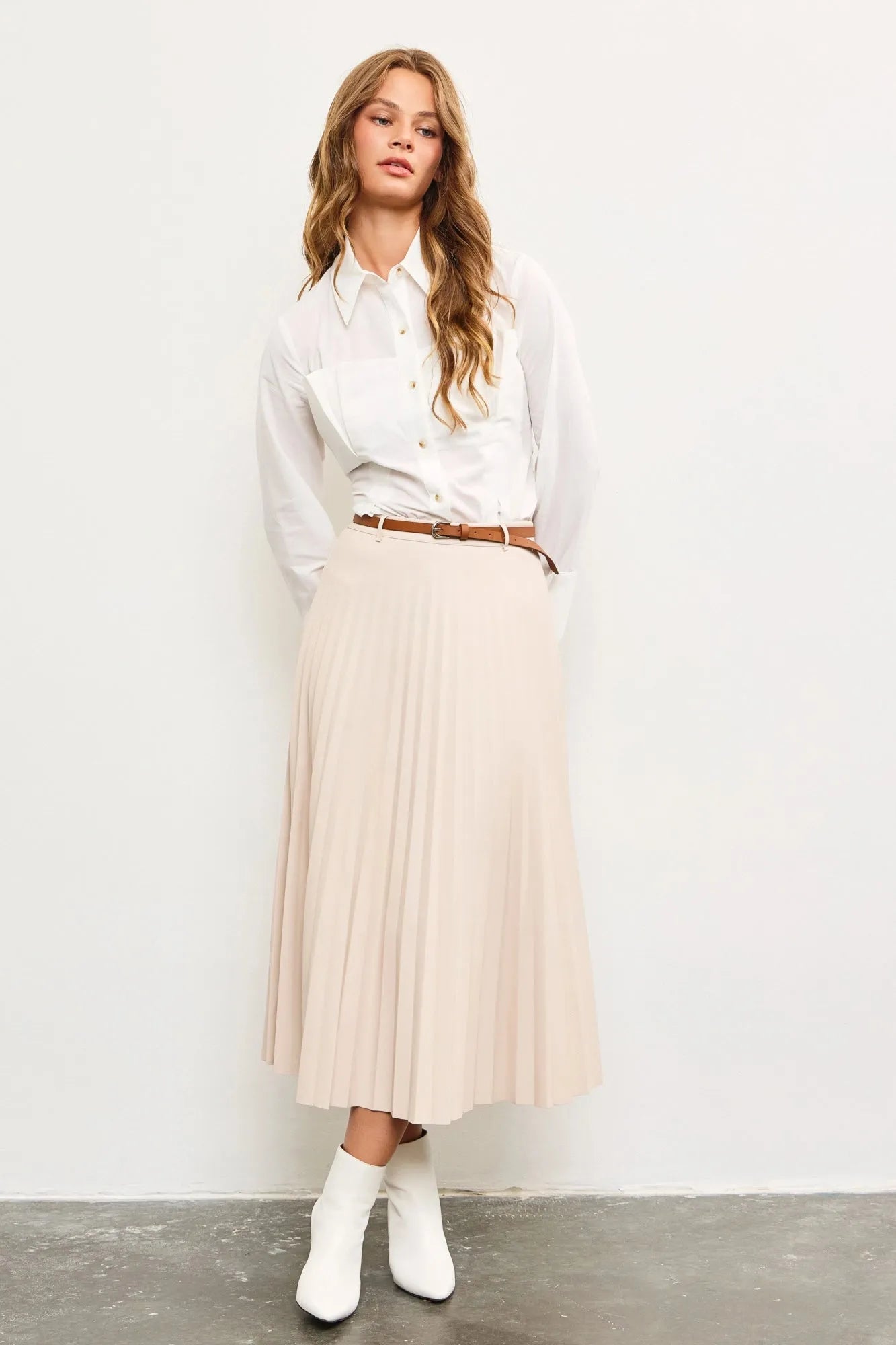 White Corset Back Button-Down Top Blouse - Tasha Apparel Wholesale