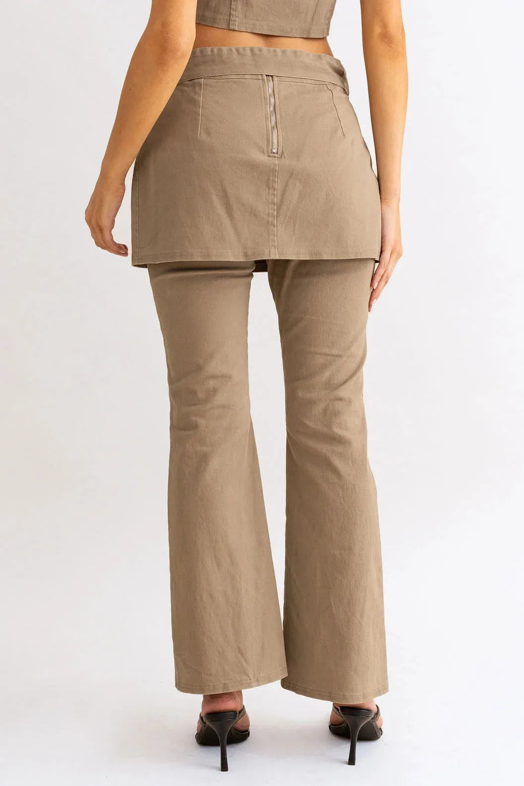 Spaghetti Crop Top & Skirt Layered Bootcut Pants Set - Tasha Apparel Wholesale