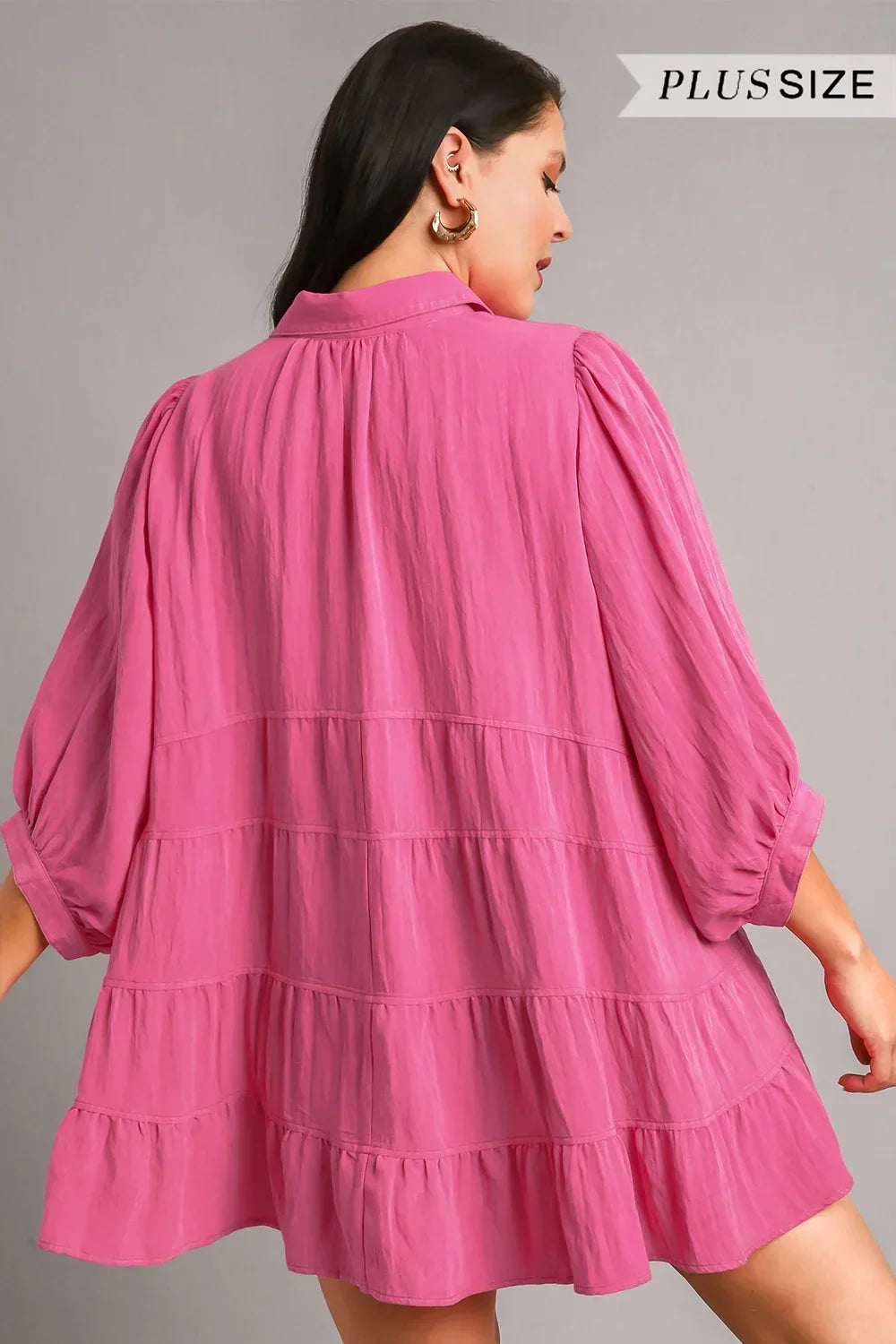 Plus Size Snow Wash Button Down Tiered Tunic Top - Tasha Apparel Wholesale