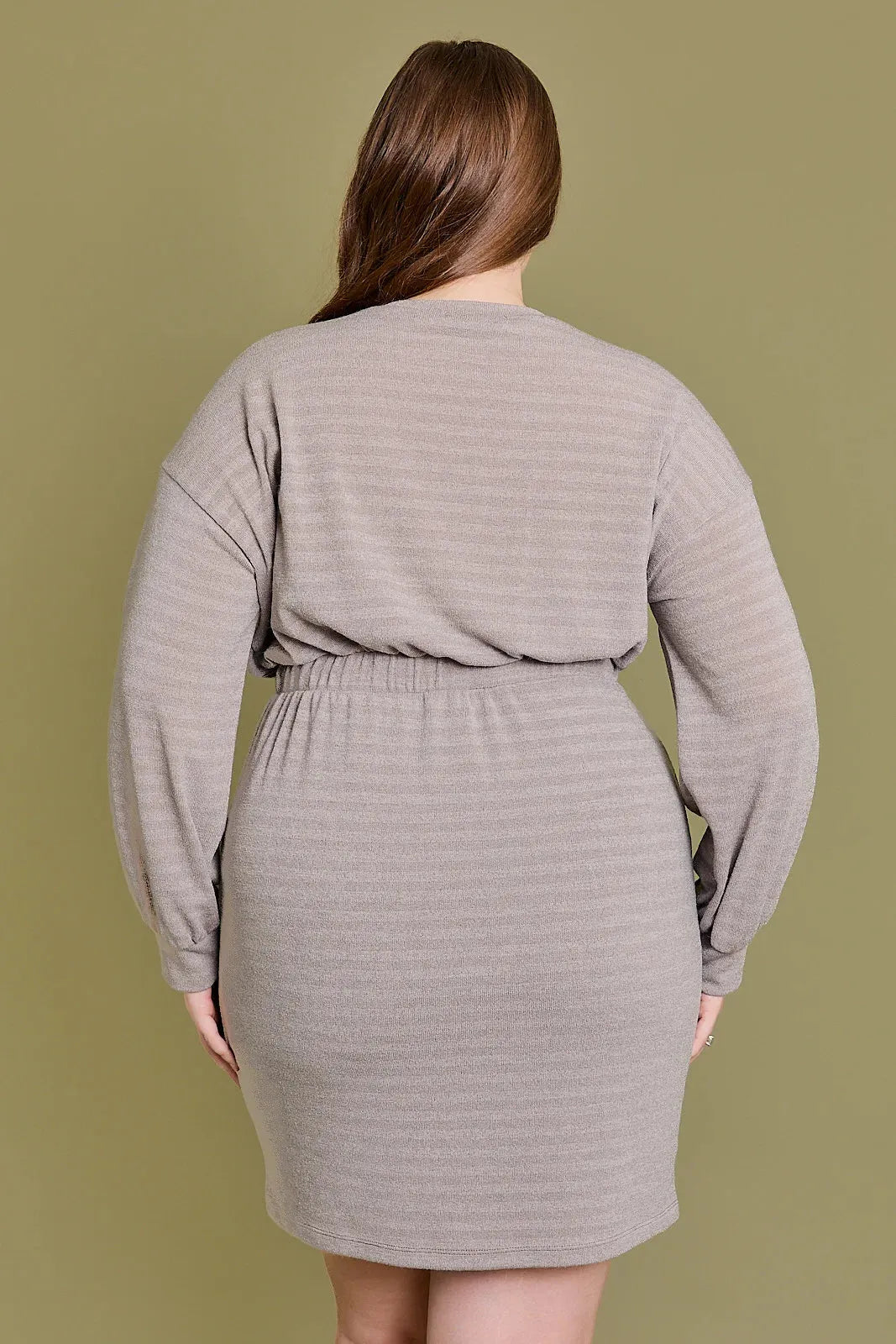 Plus Size Basic Drawstring Waist Mini Dress - Tasha Apparel Wholesale