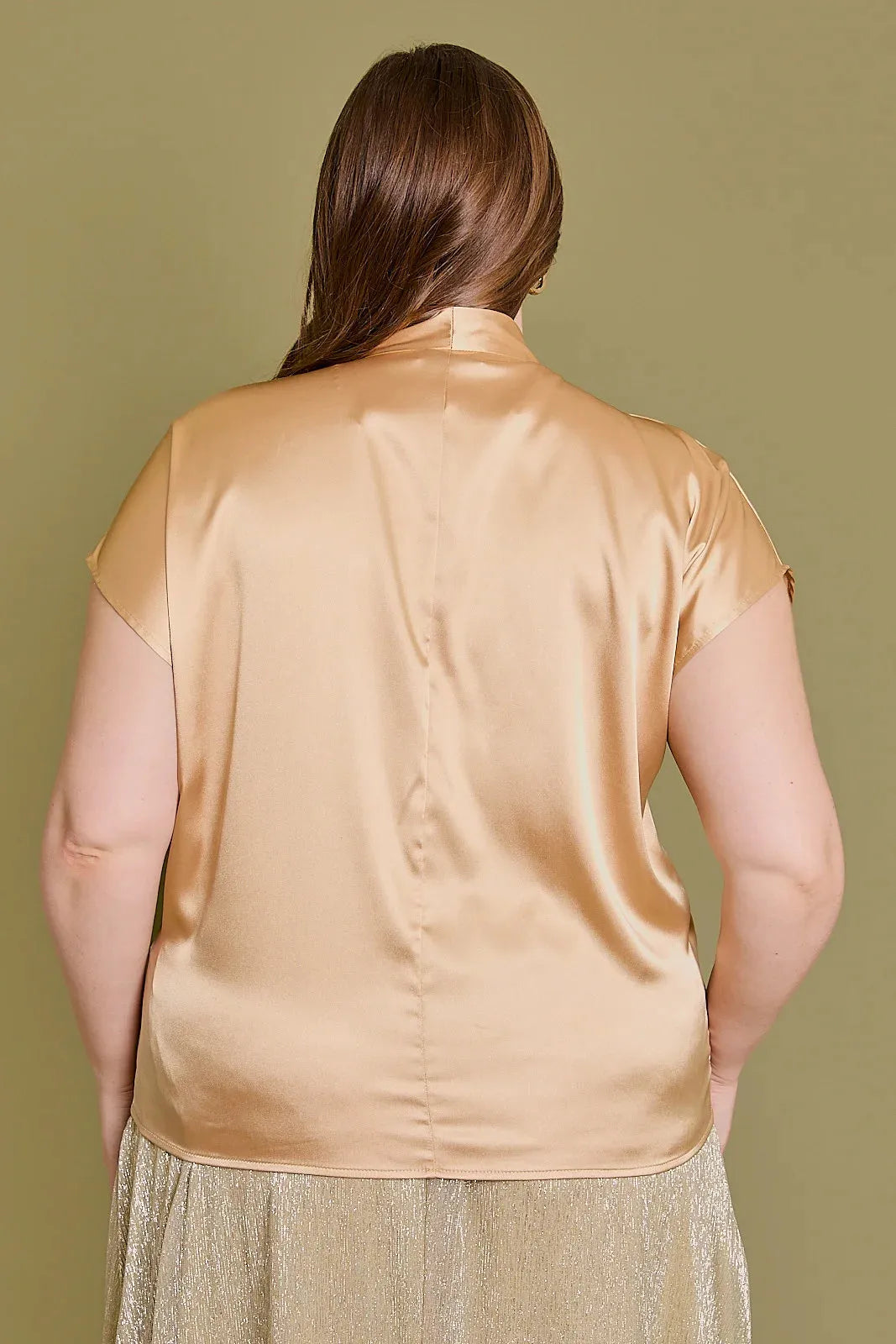 Plus Size Short Sleeve Golden Wrap Top - Tasha Apparel Wholesale