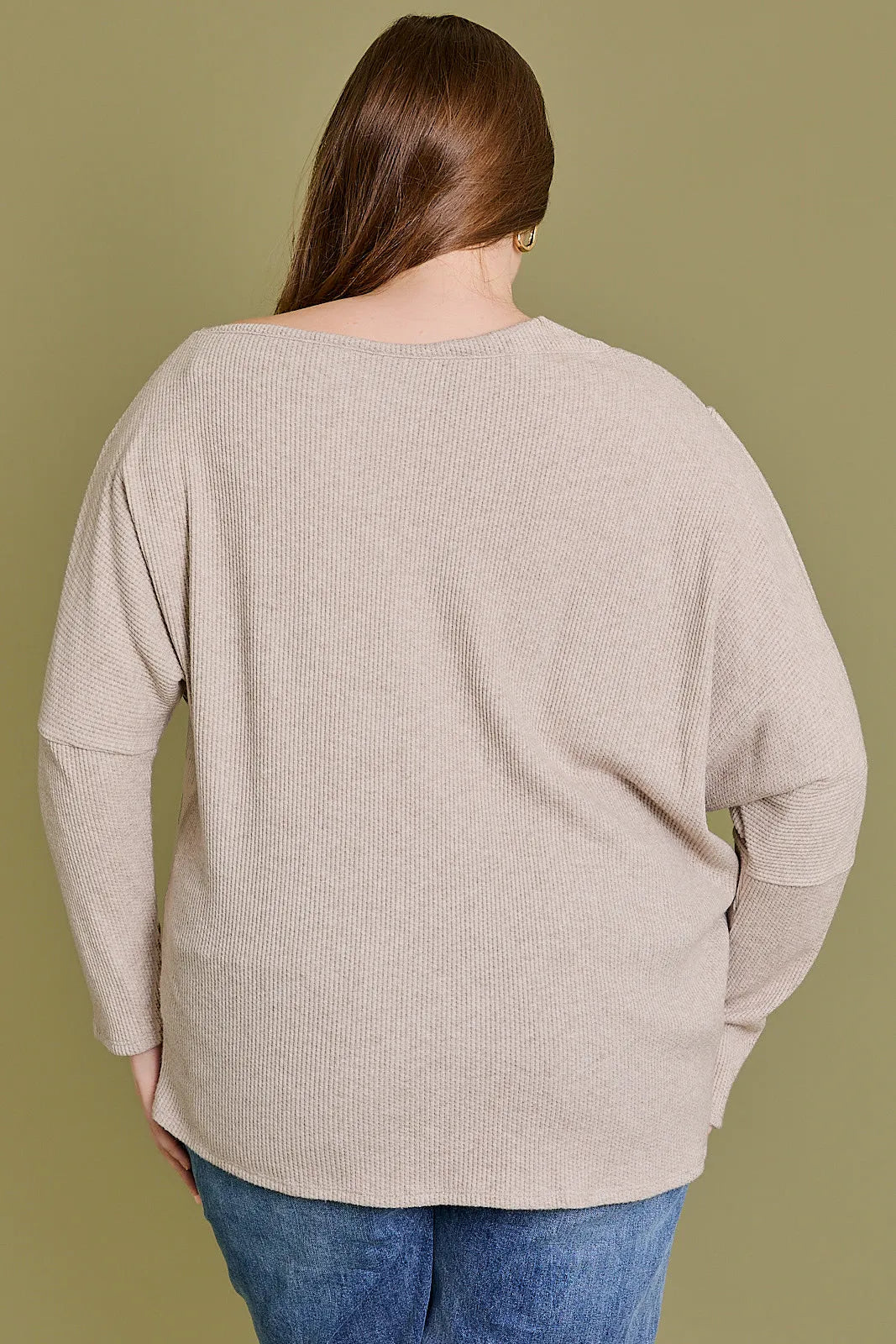 Plus Size Ribbed Off The Shoulder Knit Top - Tasha Apparel Wholesale