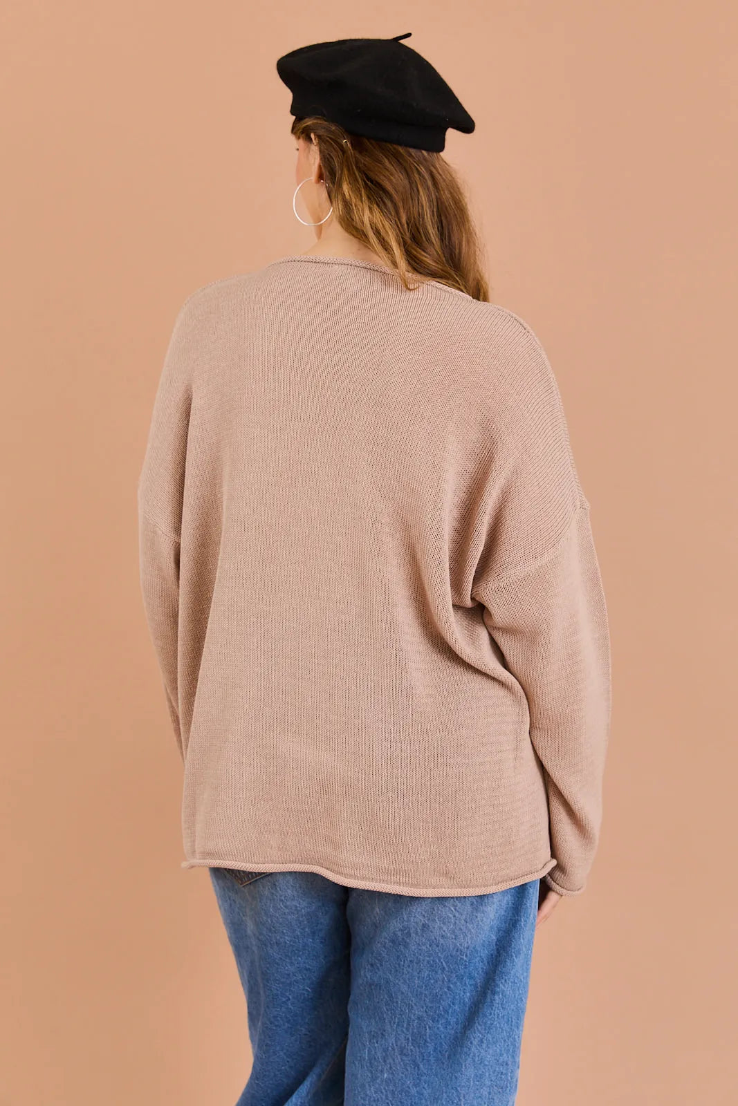 Plus Size "COFFEE BEACH REPEAT" Print Knit Sweater - Tasha Apparel Wholesale