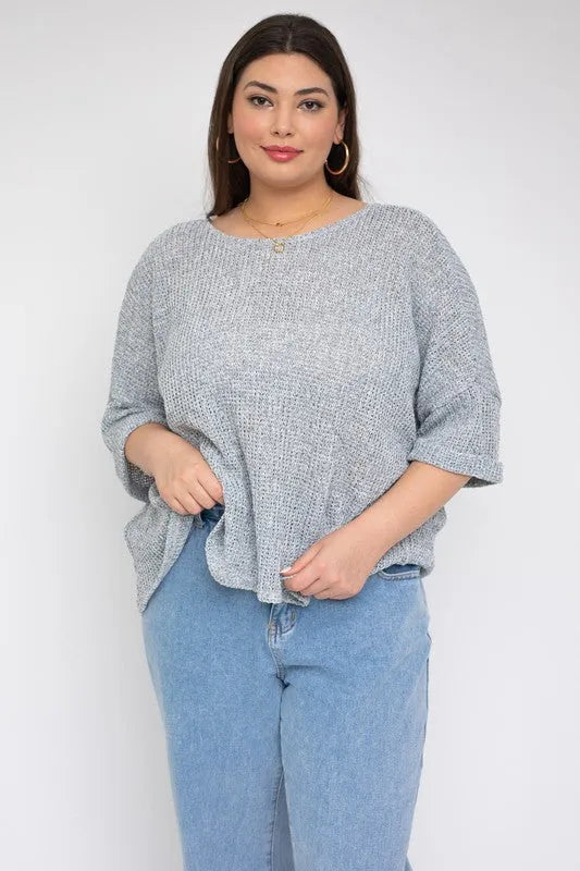 Plus Size Back Ruched Drawstring Knitted Top - Tasha Apparel Wholesale