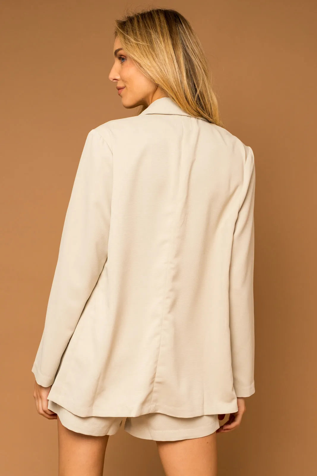 Oversized Double-Breasted Blazer and Shorts Set - Tasha Apparel Wholesale