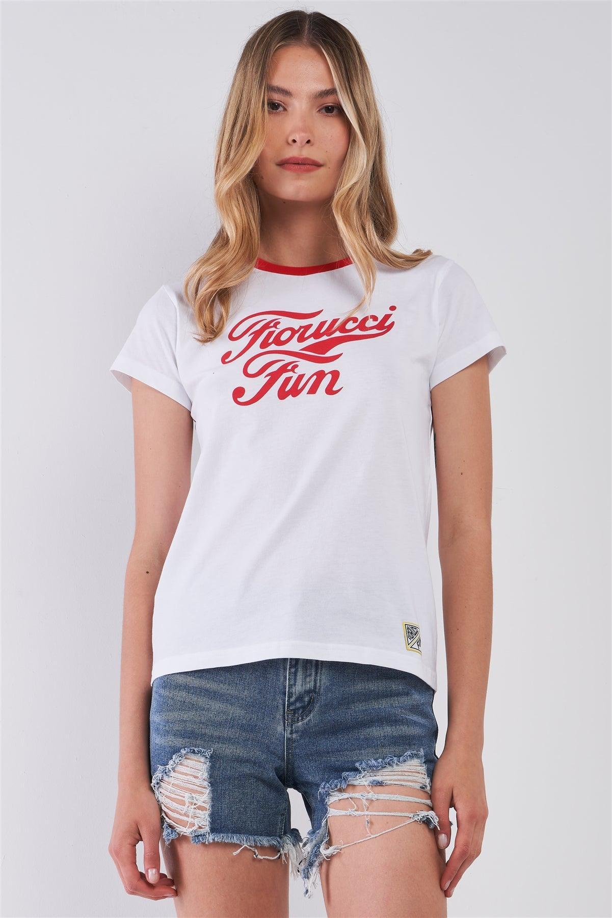Men & Women Fiorucci x Fun White Printed Logo T-Shirt - Tasha Apparel Wholesale