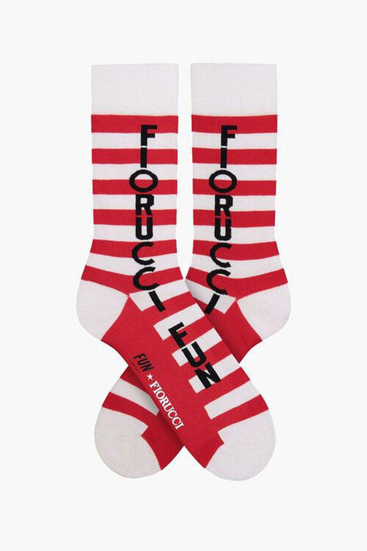 Fiorucci x Fun Striped Mid Calf Printed Logo Socks - Tasha Apparel Wholesale