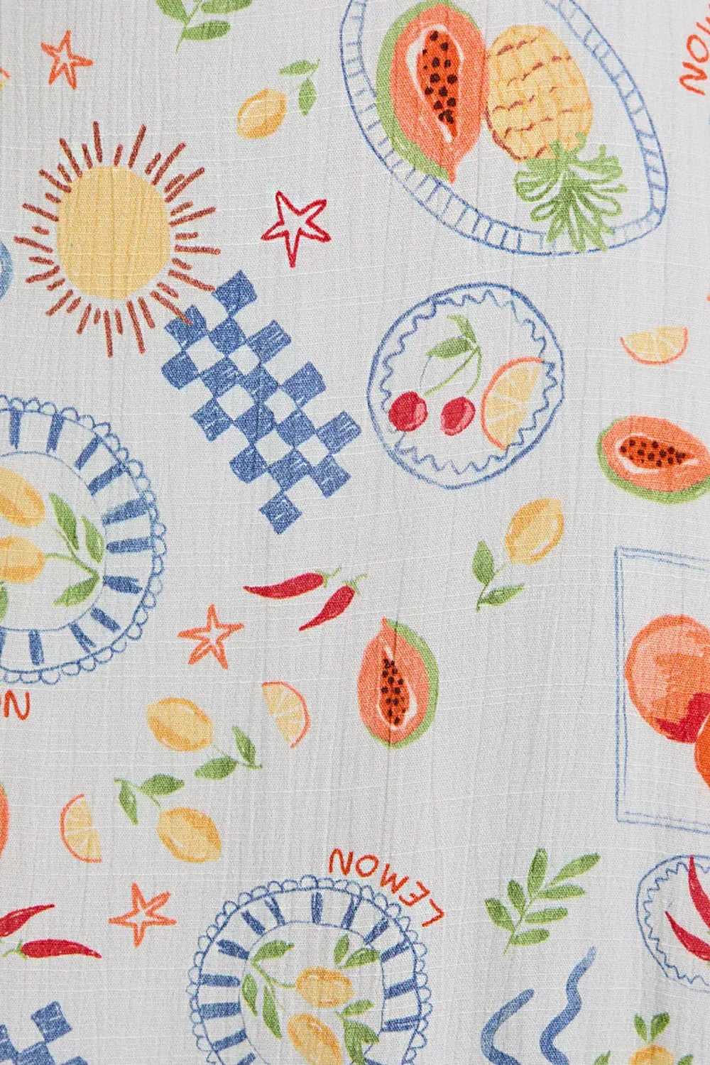 Fruit Print Tie-Strap Contemporary Summer Chic Maxi Dress