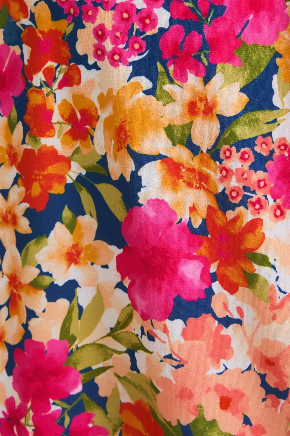 Plus Size Floral Print Wrap V-Neck Flutter Sleeve Tie Waist Boho Garden Midi Dress - Tasha Apparel Wholesale