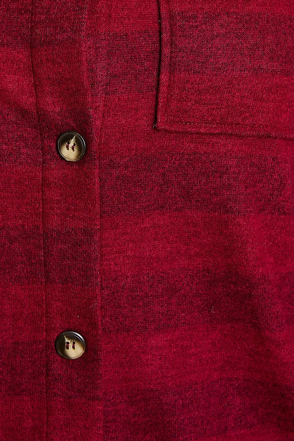 Plus Size Burgundy Flannel Button Front Chest Pocket Oversized Shacket - Tasha Apparel Wholesale