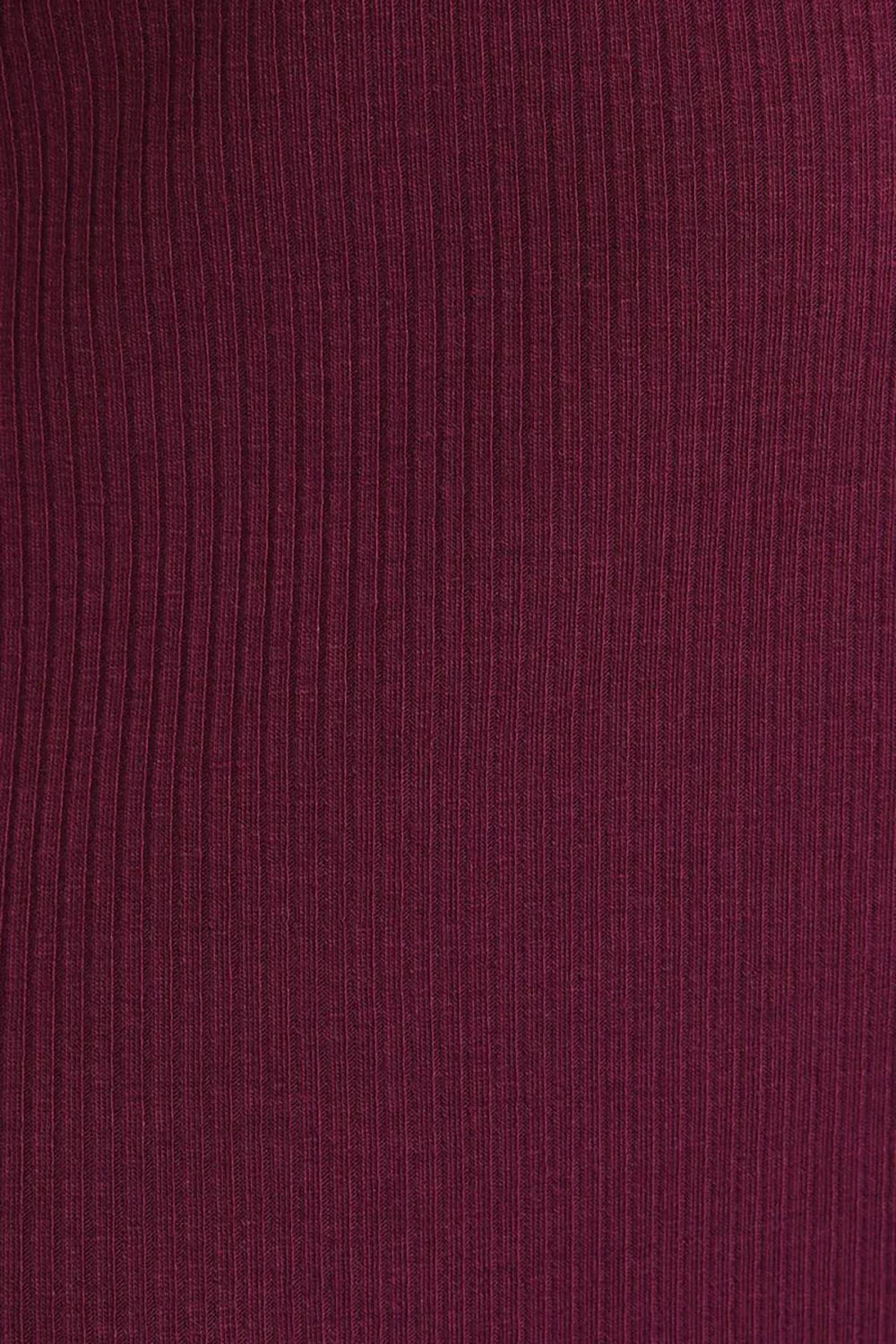 Plum Ribbed Button Front Long Sleeve V-Neck Midi Dress with Flare Hem