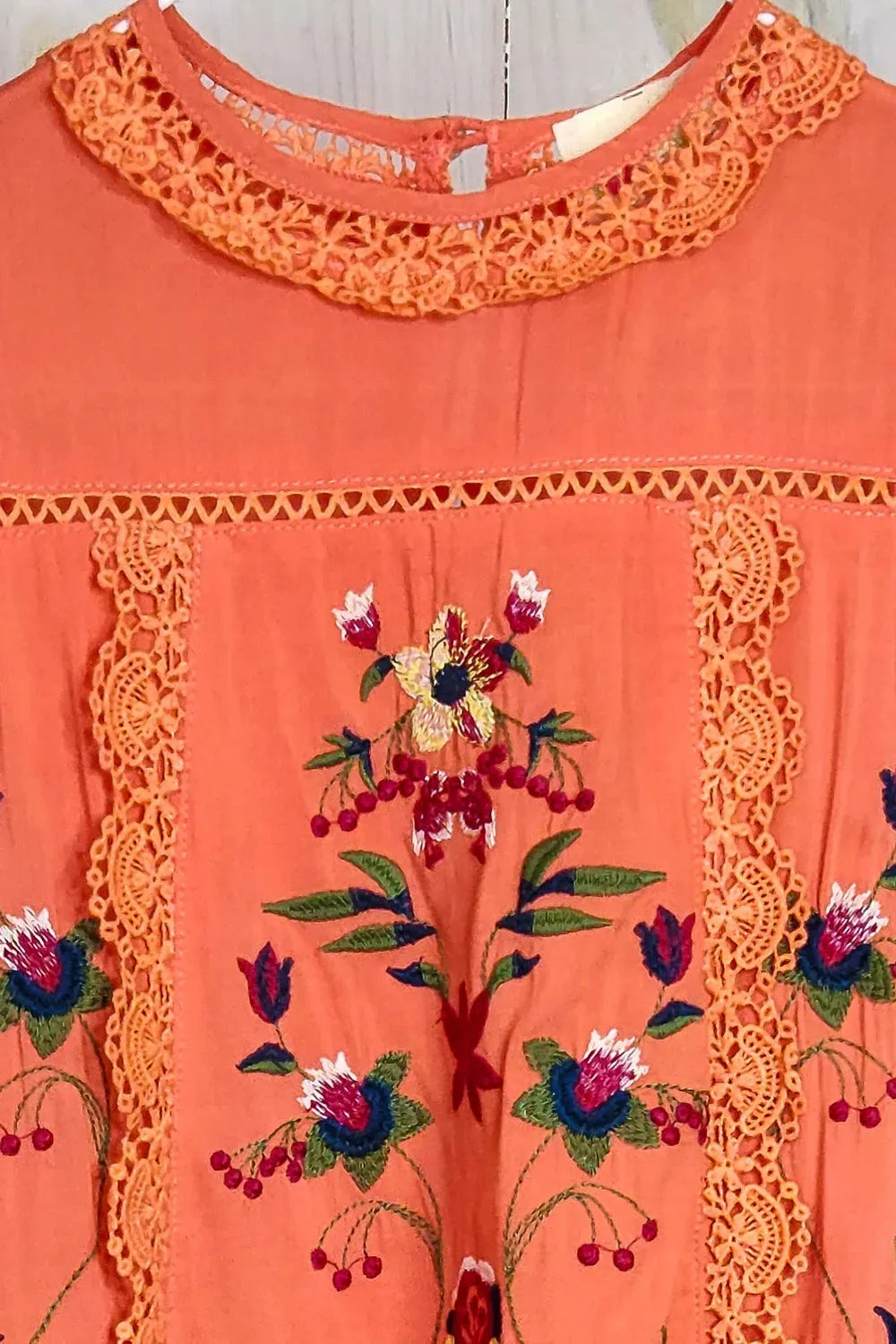 Girls Embroidered Floral Lace Detail Sleeveless Dress - Tasha Apparel Wholesale