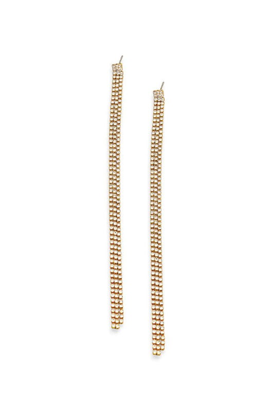 Elegant Drop 3 Layer Rhinestone Fringe Dangle Earrings - Tasha Apparel Wholesale