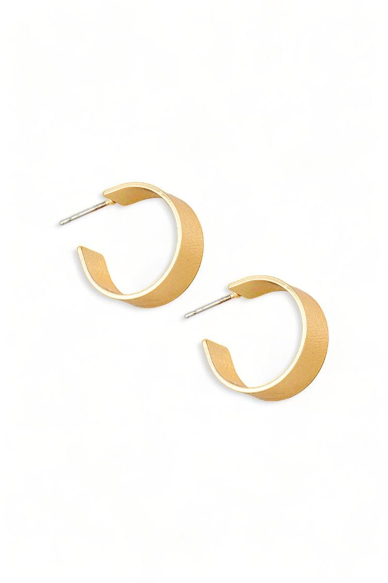 Casual Metallic Thick Flat Hoop Earrings - Tasha Apparel Wholesale
