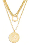 Triple Layer Chain Ancient Coin Pendant Necklace - Tasha Apparel Wholesale