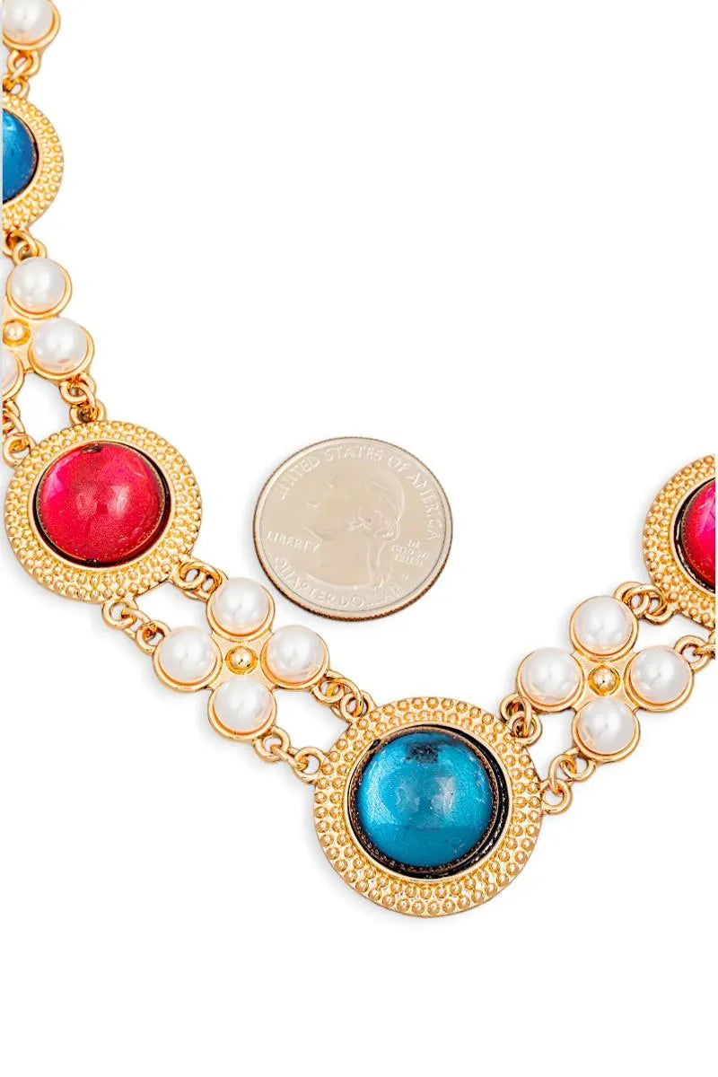 Vintage Style Ball Bead Station Statement Necklace - Tasha Apparel Wholesale