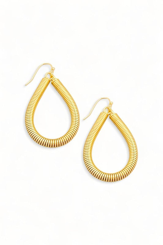 Coil Spring Teardrop Wire Hoop Earrings - Tasha Apparel Wholesale