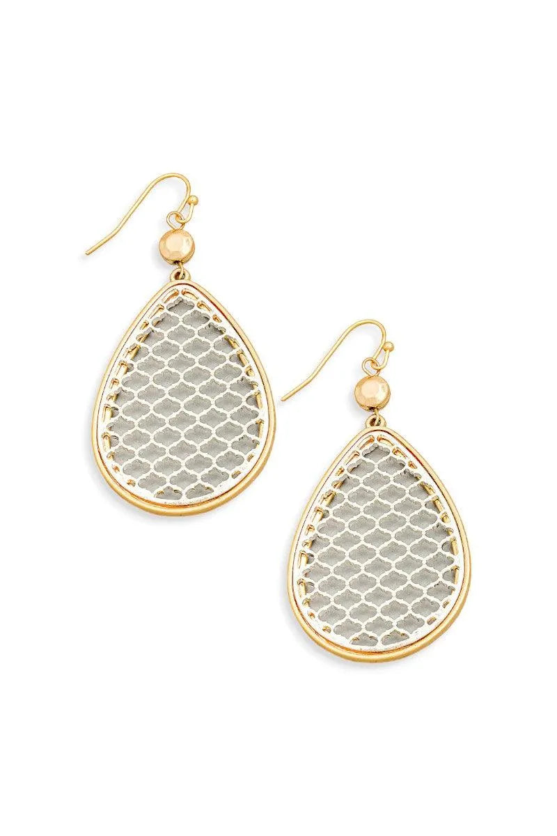 Ethnic Teardrop Filigree Mesh Drop Earrings - Tasha Apparel Wholesale
