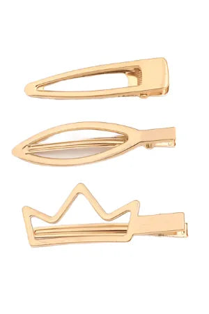3pcs Gold Crown Shaped Hollow Hair Clip - Tasha Apparel Wholesale