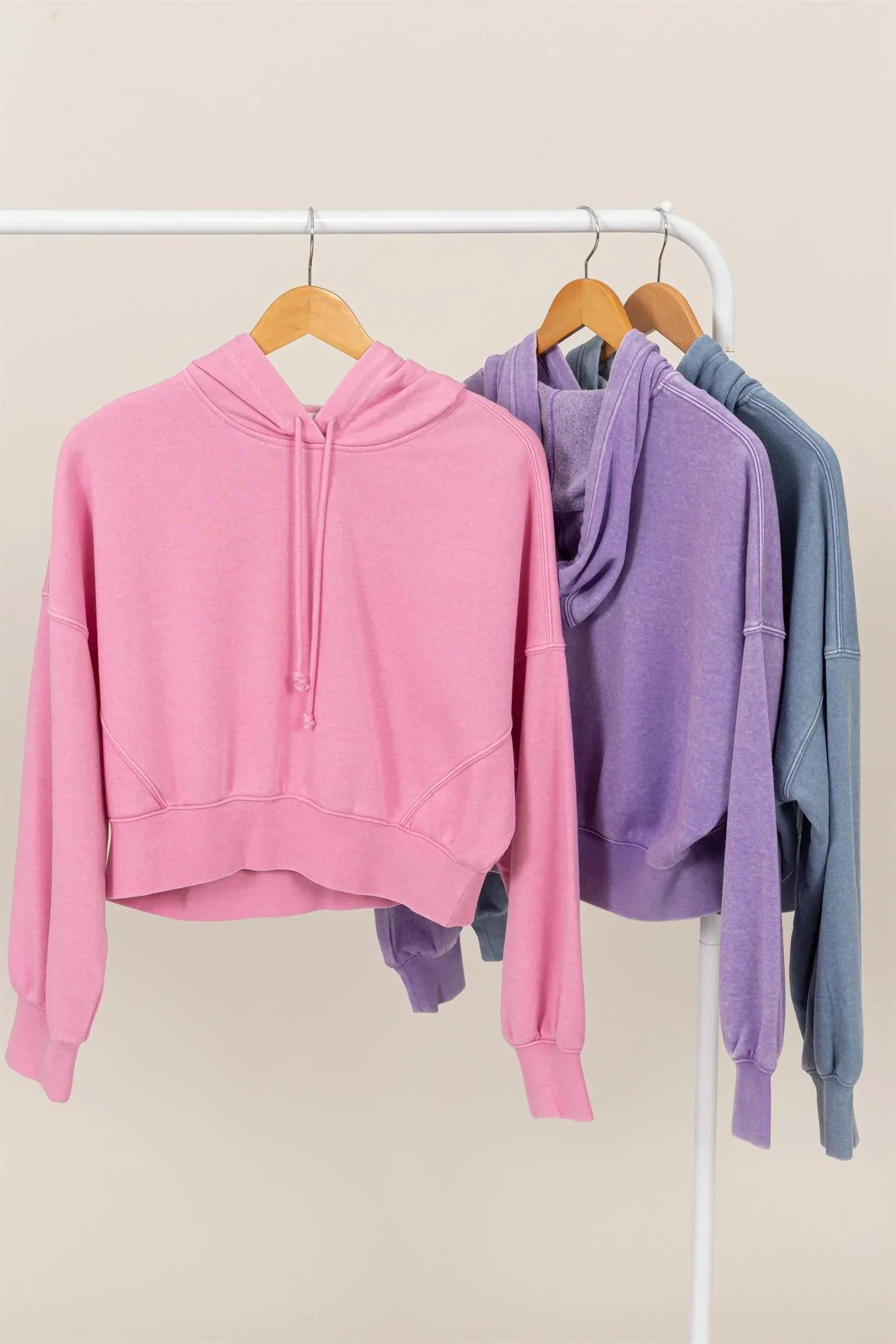 Drop Shoulder Pullover Soft Casual Sweatshirt Cropped Hoodie