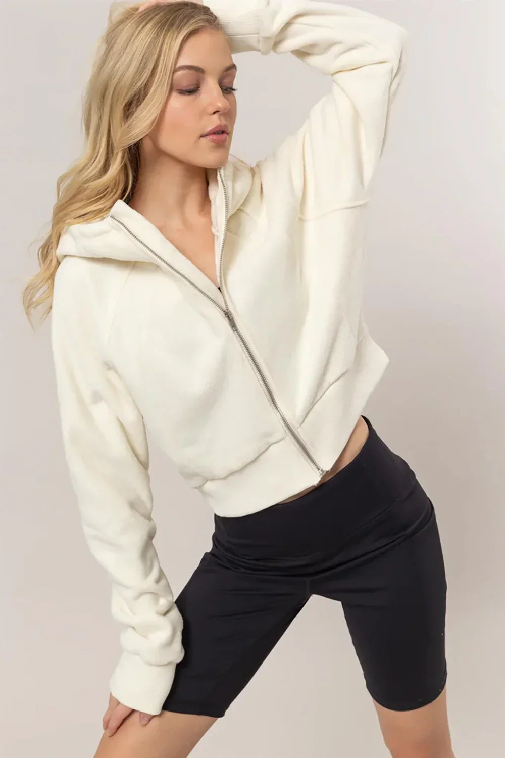 Soft Scuba Soft Cropped Sweatshirt Cropped Zip Up Hooded Jacket