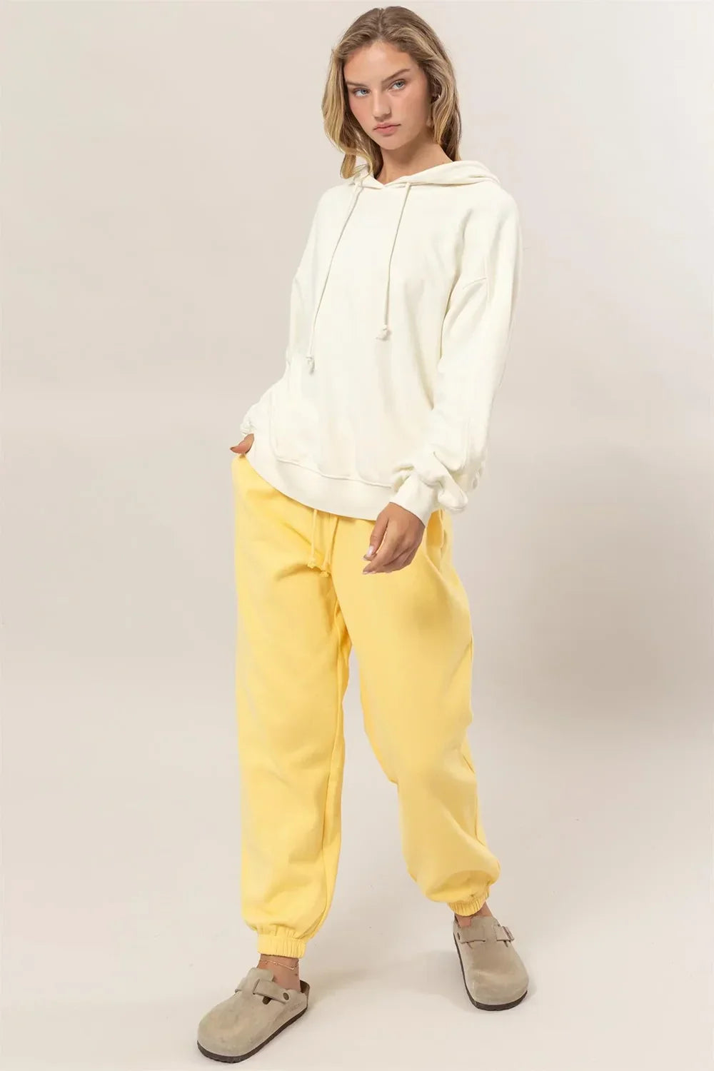 Lightweight Seam Detailed Pullover Soft Knit Casual Oversized Hoodie