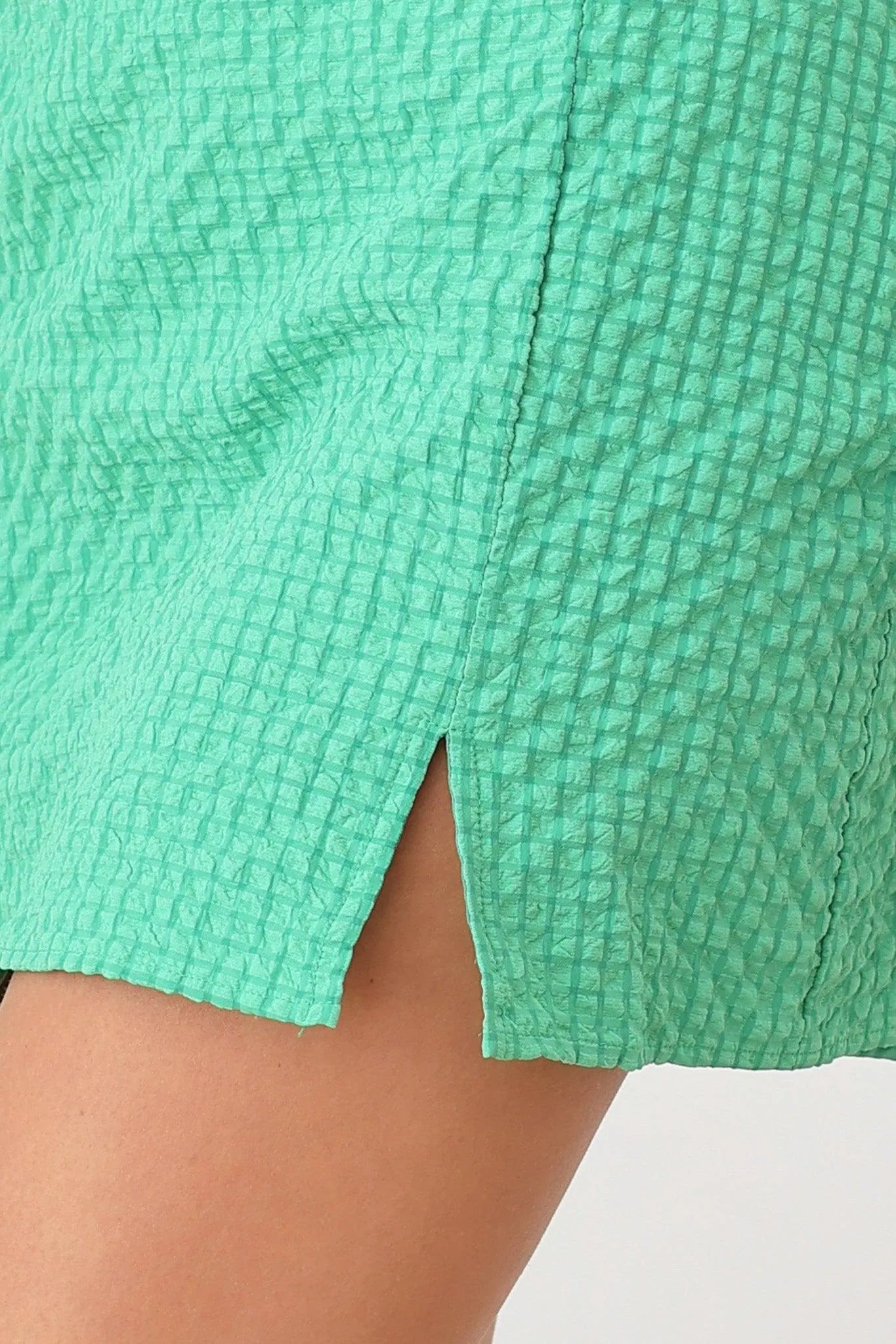 Plaid Allover Quilted Construction Front Slit Mini Skirt - Tasha Apparel Wholesale