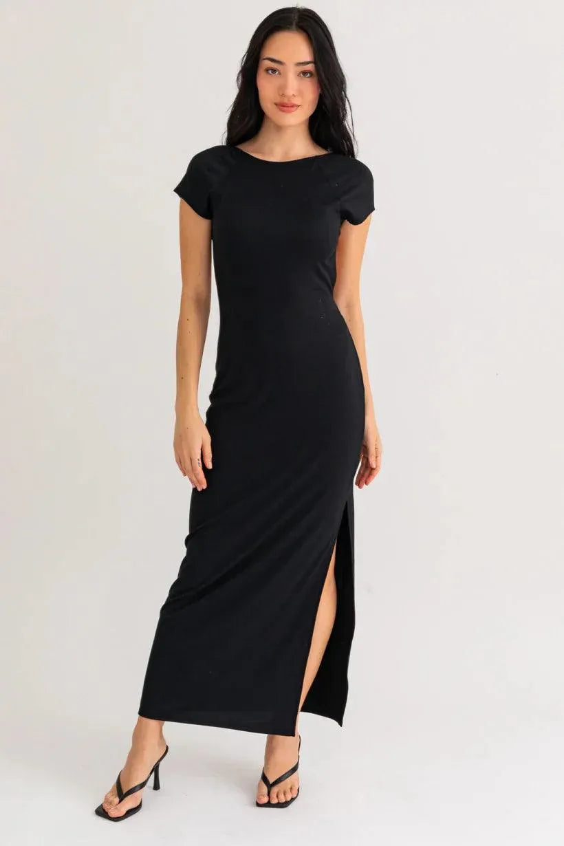 open back short sleeve maxi dress Prom Dress | Formal Dress | Maxi Dress | Prom Gown | Navy | 0 | Elai Open Back Maxi Dress - Navy