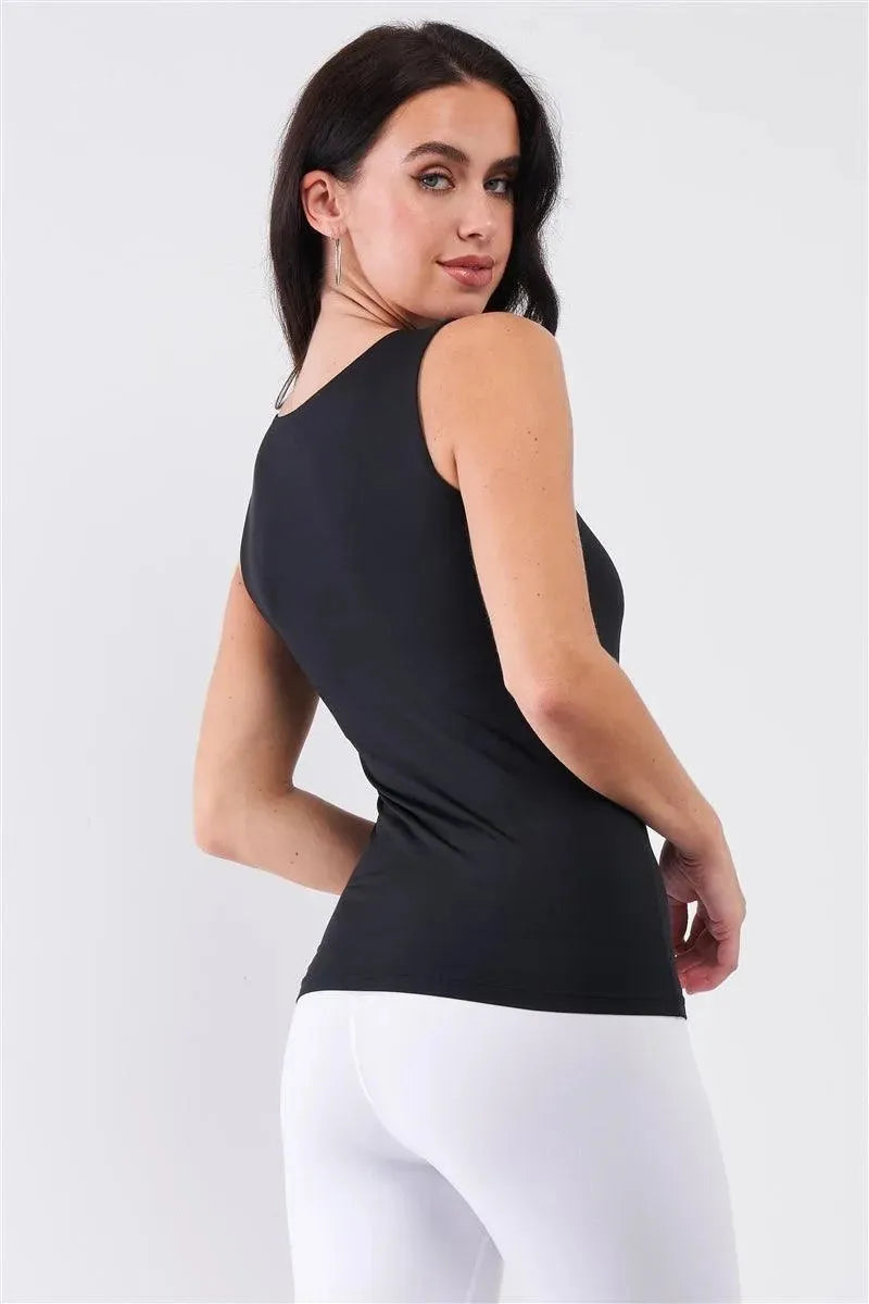 Classic Black Basic Tank Top for Yoga and Layering - Tasha Apparel Wholesale